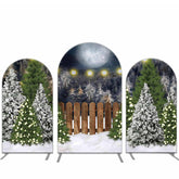Aperturee - Moon Snow Christmas Trees Party Arch Backdrop Cover