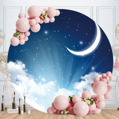 Aperturee - Moon Starry Sky Circle Happy Birthday Backdrop