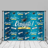 Aperturee - Mortarboard And Stars Cyan Backdrop For Congrats Grad