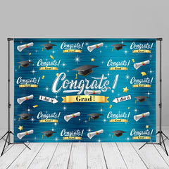 Aperturee - Mortarboard And Stars Cyan Backdrop For Congrats Grad