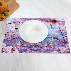 Aperturee - Mount Fuji Cherry Blossoms Scape Set Of 4 Placemats