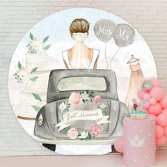 Aperturee - Mrs And Mr Just Married Round Wedding Backdrop