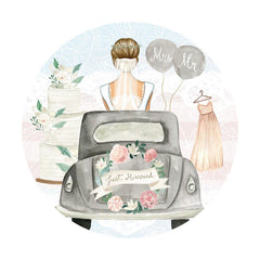 Aperturee - Mrs And Mr Just Married Round Wedding Backdrop