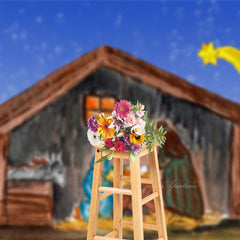 Aperturee - Nativity Manger Scene Star Photo Christmas Backdrop