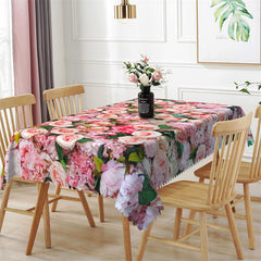 Aperturee - Natural Pink Flowers Spring Rectangle Tablecloth