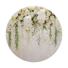 Aperturee - Nature White Floral Round Wedding Day Backdrop