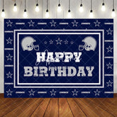 Aperturee - Navy Blue Cowboy Football Happy Birthday Backdrop
