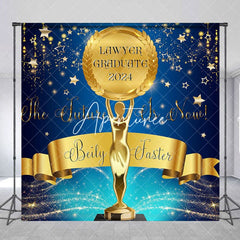 Aperturee - Navy Blue Glitter Lawyer Graduation Custom Backdrop