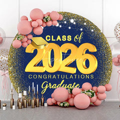 Aperturee - Navy Blue Gold Spot Light Circle Graduation Backdrop