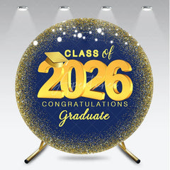 Aperturee - Navy Blue Gold Spot Light Circle Graduation Backdrop