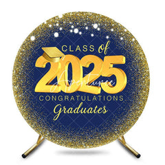 Aperturee - Navy Blue Gold Spot Light Circle Graduation Backdrop