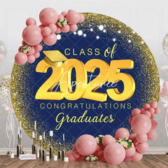 Aperturee - Navy Blue Gold Spot Light Circle Graduation Backdrop