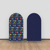 Aperturee - Navy Blue Happy Birthday Double Sided Arch Backdrop