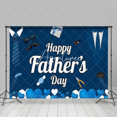 Aperturee - Navy Blue Tie Suit Gifts Happy Fathers Day Backdrop