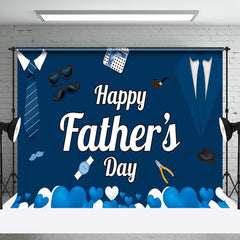 Aperturee - Navy Blue Tie Suit Gifts Happy Fathers Day Backdrop