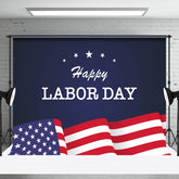 Aperturee - Navy Blue Usa Flag Stars Happy Labor Day Backdrop