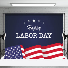 Aperturee - Navy Blue Usa Flag Stars Happy Labor Day Backdrop