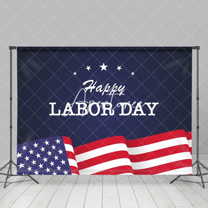 Aperturee - Navy Blue Usa Flag Stars Happy Labor Day Backdrop