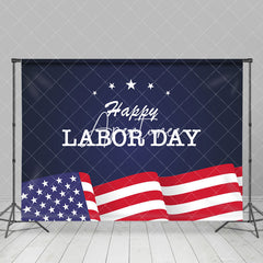 Aperturee - Navy Blue Usa Flag Stars Happy Labor Day Backdrop