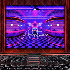 Aperturee - Neon City Tile Floor Vintage Restaurant Stage Backdrop