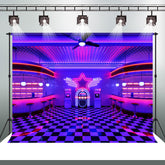 Aperturee - Neon City Tile Floor Vintage Restaurant Stage Backdrop