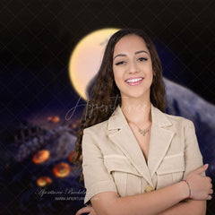 Aperturee - Nightmare Mountain Moon Halloween Pumpkin Backdrop