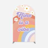 Aperturee - Nine Is A Vibe Groovy Rainbow Birthday Arch Backdrop