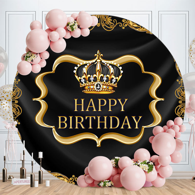 Aperturee - Noble Crown Circle Birthday Backdrop For Male