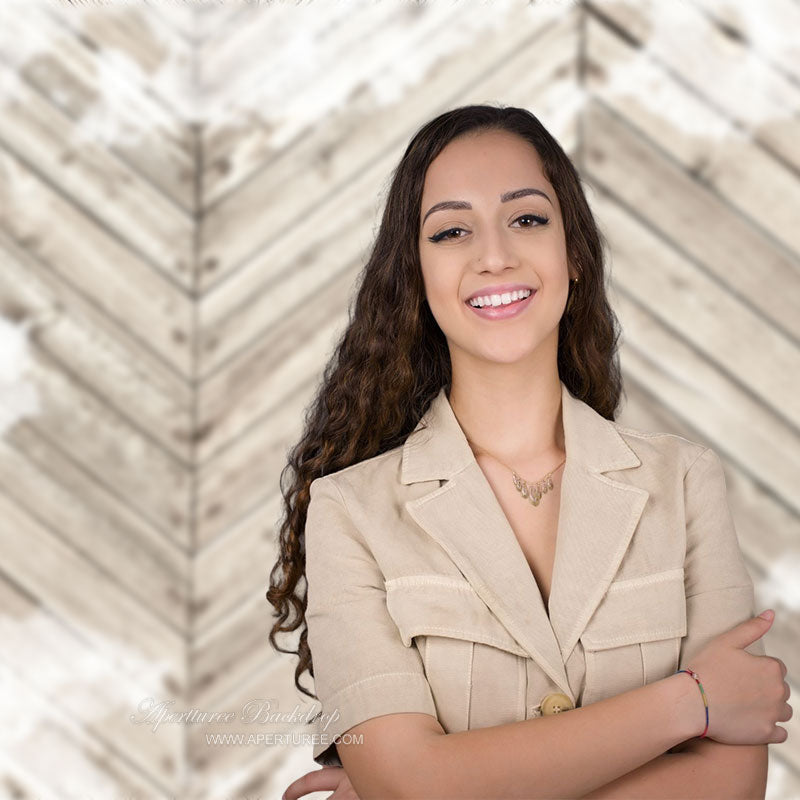 Aperturee - Oblique Stripes Light Brown Wood Portrait Backdrop