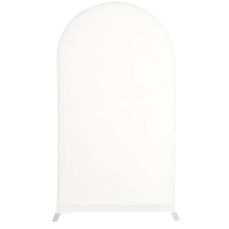 Aperturee Off White Spandex Fit Round Top Backdrop Wedding Arch Cover