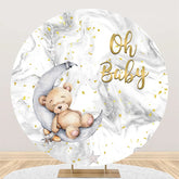Aperturee - Oh Baby Bear Marble Round Boy Gender Reveal Backdrop
