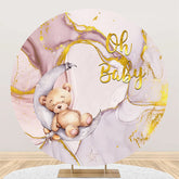Aperturee - Oh Baby Bear Marbled Round Gender Reveal Backdrop