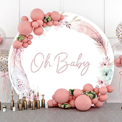Aperturee - Oh Baby Boho Floral Round Gender Reveal Backdrop