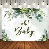 Aperturee - Oh Baby Green Plant Baby Shower Backdrop for Photos