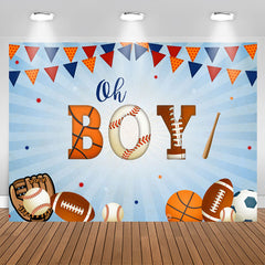 Aperturee - Oh Boy Flags And Baseball Themed Baby Shower Backdrop