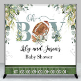 Aperturee - Oh Boy Rugby Custom Name Twins Baby Shower Backdrop