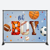 Aperturee - Oh Boy Sports Balls Blue Stripe Baby Shower Backdrop
