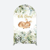 Aperturee - Oh Deer Greenery Baby Shower Double Sided Arch Backdrop