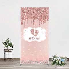 Aperturee - Oh Girl Rose Gold Glitter Arch Baby Shower Backdrop