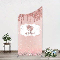 Aperturee - Oh Girl Rose Gold Glitter Arch Baby Shower Backdrop
