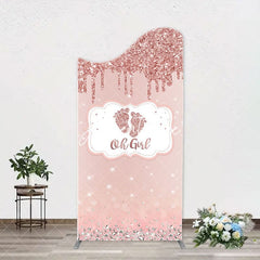 Aperturee - Oh Girl Rose Gold Glitter Arch Baby Shower Backdrop