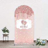 Aperturee - Oh Girl Rose Gold Glitter Arch Baby Shower Backdrop