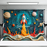 Aperturee - Oil Paint Planet Rocket Birthday Cake Smash Backdrop