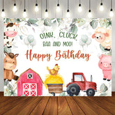 Aperturee - Oink Cluck Baa And Moo Farm Animals Birthday Backdrop