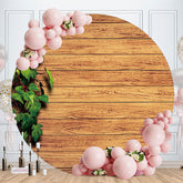 Aperturee - Old Khaki And Leaves Round Wood Birthday Backdrop