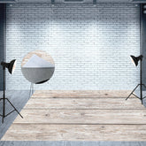 Aperturee - Old Light White Vintage Style Wood Rubber Floor Mat