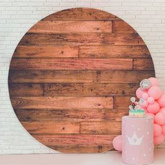 Aperturee - Old Reddish Brown Round Birthday Wood Backdrop