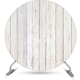 Aperturee - Old White Plank Wood Circle Birthday Party Backdrop