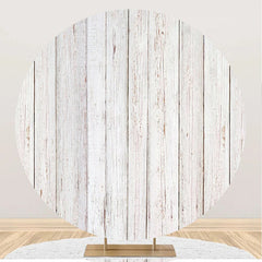 Aperturee - Old White Plank Wood Circle Birthday Party Backdrop