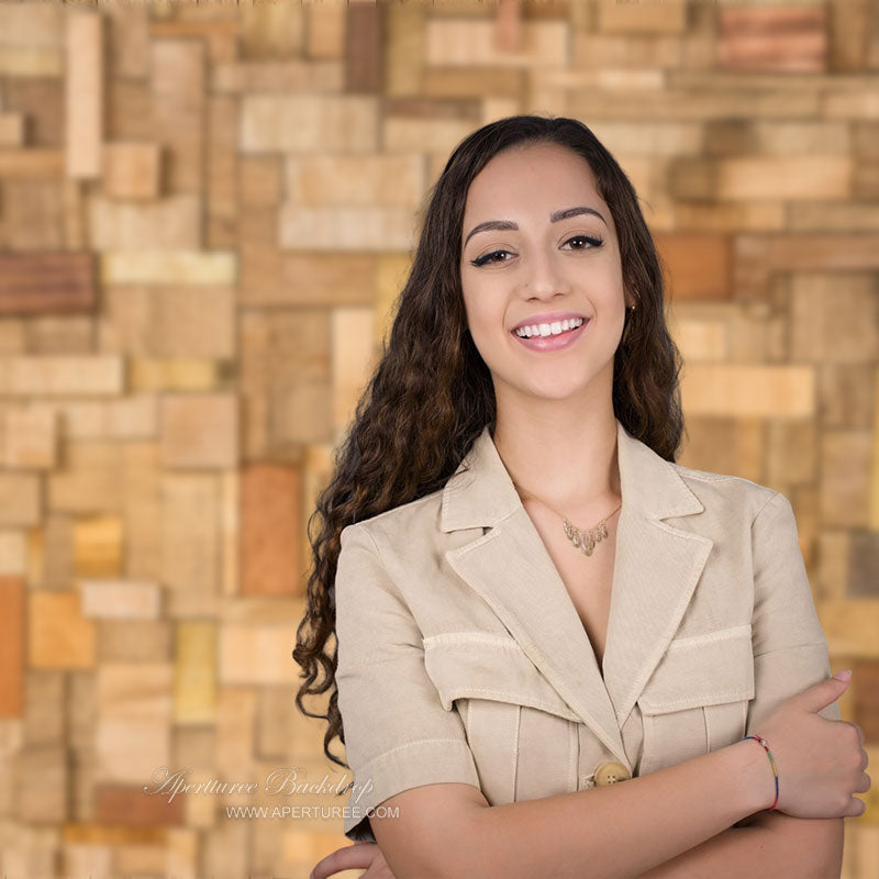 Aperturee - Old Wood Bricks Brown Portrait Photoshoot Backdrop